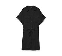 VERO MODA Damen Vmbumpy Ss Short Shirt Dress WVN Ga Noos, Black, Small