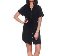 VERO MODA Damen Vmbumpy Ss Short Shirt Dress WVN Ga Noos, Black, X-Large