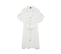 VERO MODA Damen Vmbumpy Ss Short Shirt Dress WVN Ga Noos, Snow White, X-Small