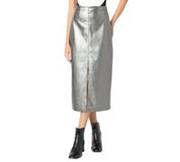 VERO MODA Damen VMCAMILLA Coated MIDI Skirt Midirock, Gunmetal, 44