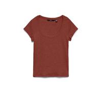 Kurzarmshirt VERO MODA "VMCHLOE CS SHORT U-NECK NOOS", Damen, Gr. S, braun (burnt henna), Jersey, Obermaterial: 95% Baumwolle, 5% Elasthan, unifarben, normal, tiefer Rundhals, Shirts, Baumwollmischung