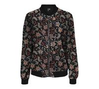 Blouson VERO MODA "VMCOCO L/S BOMBER AOP WVN NOOS", Damen, Gr. S, schwarz aop:ally, Web, Obermaterial: 96% Polyester, 4% Elasthan, bedruckt, modisch, regular fit taillenbedeckt, Langarm Rippbündchen, 