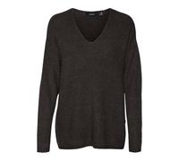 VERO MODA Damen VMCREWLEFILE LS V-Neck Blouse NOOS Strickpullover, Chocolate Torte/Detail:Melange, M