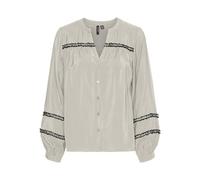 VERO MODA Damen VMDEMI Detail LS TOP WVN GA Langarmbluse, Pumice Stone, Large