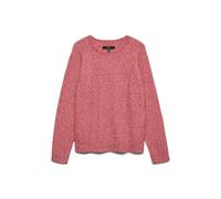 Rundhalspullover VERO MODA "VMDOFFY LS O-NECK BLOUSE GA NOOS", Damen, Gr. S, rot (high risk rot detail:melange), Strick, Obermaterial: 94% Polyester, 3% Elasthan, 3% Nylon, meliert, regular fit normal