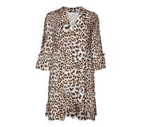 VERO MODA Damen Vmeasy Joy 3/4 Short Dress WVN Ga Sommerkleid, Tan/AOP:Leo, S