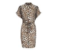 VERO MODA Damen Vmeasy Joy S/S Shirt Dress WVN Ga Blusenkleid, Tan/AOP:Leo, L