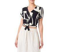 VERO MODA Damen VMEASY Joy S/S TIE Shirt WVN GA Kurzarmbluse, Schwarz,M