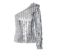 VERO MODA Damen VMEFI ONE Shoulder LS TOP JRS Langarmbluse, Silver Colour, M