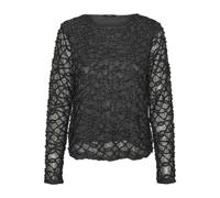 VERO MODA Damen VMELGA LS Short Boatneck Glitter TOP JRS Langarmbluse, Asphalt/Detail:3D Lurex, Small