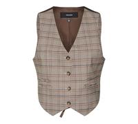 VERO MODA Damen Vmellie Sl Check Vest Anzugweste, Silver Mink/Checks:Brown, 38