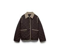 Steppjacke VERO MODA "VMEMILY SHORT JACKET BOO", Damen, Gr. L, braun (chocolate torte detail:silber mink collar), Web, Obermaterial: 100% Polyester, unifarben mit Farbeinsatz, normal, Jacken Steppjack