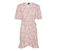 VERO Moda Damen Vmemma Henna 2/4 Short Wrap Dress WVN Ga Kleid, Parfait Pink/AOP:Mille Flower, XS EU