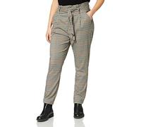VERO MODA Damen Vmeva Hr Loose Paperbag Liv Pant Noos, Tobacco Brown/Checks:Black/White/Green, M
