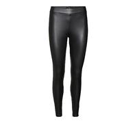 Lederimitathose VERO MODA "VMGAYA MR PL LEGGING" Gr. S, Länge 30, schwarz (black) Damen Hosen Kunstlederhosen (84243908-S)