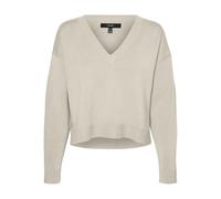VERO MODA Damen VMGOLD LINK LS V-Neck Cropped Pullover Strickpullover, Birch, L