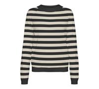 VERO MODA Damen Vmhappiness Ls Raglan Pullove Ga Boo Rep Strickpullover, Black/Stripes:W. Birch, S