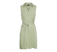 VERO MODA Damen Vmharper Sl Collar Tie Belt Abk Dress Kleid, Reseda, S EU