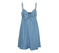 VERO MODA Damen Vmharper Sl Strap Bow Short Dress Kleid, Medium Blue Denim, S EU