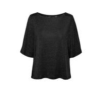 VERO MODA Damen Vmkanva 2/4 Glitter Top JRS Kurzarmbluse, Black/Detail:Black Lurex, Large