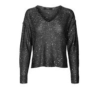 VERO MODA Damen Vmleilani New V-Neck Strickpullover, Schwarz, M EU