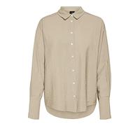 VERO Moda Damen Vmlena Ls Shirt WVN Noos Top, Irish Cream, L EU