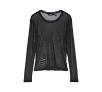 Langarmshirt VERO MODA "VMLOVA LS MESH TOP JRS NOOS", Damen, Gr. XL, schwarz, Jersey, Obermaterial: 90% Polyester, 10% Elasthan, leicht transparent, unifarben, slim fit normal, Rundhals, Shirts Langar