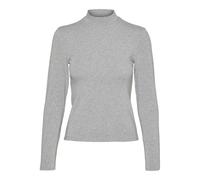 VERO MODA Damen Vmmary Ls Highneck Top Ga JRS Noos Langarmshirt, Light Grey Melange, M