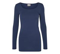 Langarmshirt VERO MODA "VMMAXI", Damen, Gr. L, blau (schwarz iris), Jersey, Obermaterial: 93% Baumwolle, 7% Elasthan, unifarben, Basic, sehr figurbetont hüftbedeckend, Rundhals, Shirts Langarmshirt (7