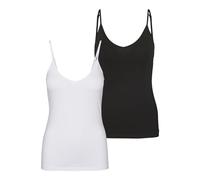 VERO Moda Damen Vmmaxi My Soft V Singlet 2pck Noos Tall, Black/Pack:Bright White, L