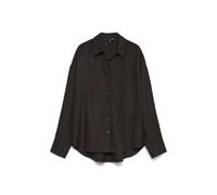 Langarmbluse VERO MODA "VMMELANEY QUEENY LS SHIRT WVN NOOS", Damen, Gr. XL, braun (chocolate torte), Web, Obermaterial: 100% Polyester, unifarben, loose fit Po-bedeckend, V-Ausschnitt, Blusen, Kunstfa