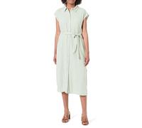 VERO MODA Damen Vmmymilo Sl Calf Shirt Dress WVN Ga Kleid, Reseda/Stripes:Snow White, S EU
