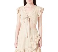 VERO MODA Damen Vmmymilo Sl Crop Tie Top Wvn Ga, Irish Cream/Aop:snow White Dots, M