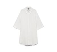 Hemdblusenkleid VERO MODA "VMNATALI 3/4 LONG OVERSHIRT NOOS" Gr. M (38), N-Gr, weiß (snow white) Damen Kleider Freizeitkleider mit 34 Ärmel (32295532-M)