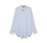 Langarmbluse VERO MODA "VMNORA LS OVERSIZE SHIRT WVN GA NOOS" Gr. M (38), weiß (bright white stripes:nok blue jasper) Damen Blusen (29535521-M) bright white stripes:nok blue jasper