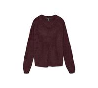 Strickpullover VERO MODA "VMPUFF LS O-NECK PULLOVER BOO", Damen, Gr. XS, winetasting, Strick, Obermaterial: 56% Nylon, 44% Polyacryl, unifarben, regular fit normal, Rundhals, Rippstrickbündchen, Pullo