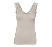 Spitzentop VERO MODA "VMROSA SL TOP JRS NOOS", Damen, Gr. XS, pumice stone, Jersey, Obermaterial: 95% Viskose, 5% Elasthan, unifarben, figurbetont normal, V-Ausschnitt, Tops Spitzentop, Viskosemischun