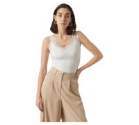 Vero Moda Top VMLUNA SS NOOS – Damen, weiß, V-Ausschnitt, 95% Viskose/5% Elasthan, Gr. L