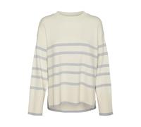 VERO MODA Damen Vmsaba O-Neck Stripe Ga Noos Strickpullover, Birch/Stripes:lgm, XL EU