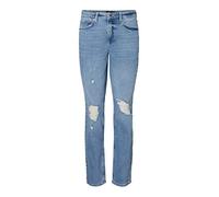 Vero Moda Damen VMSARA MR RLXED STR DESTR BA3130 GA Jeans, Blau, W28/L30