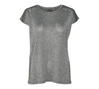 VERO MODA Damen VMSARAH AVA SS TOP JRS NOOS Kurzarmbluse, Black/Detail:Silver Lurex, Small