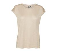 VERO MODA Damen Vmsarah AVA Ss Top JRS Noos Kurzarmbluse, Silver Mink/Detail:Gold Lurex, Large
