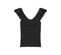 VERO MODA Damen Vmsilje Sl Ruffle Top Ga Noos, Black, Small