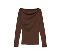 Strickpullover VERO MODA "VMSOFINE KNIT LS BOATNECK PULLOVER NOOS", Damen, Gr. XS, braun (potting soil), Strick, Obermaterial: 45% Nylon, 25% Polyacryl, 22% Polyester, 8% Wolle, unifarben, regular fit