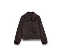 Fellimitatjacke VERO MODA "VMSOLAIMA SHORT JACKET NOOS", Damen, Gr. XS, chocolate torte, Plüsch, Obermaterial: 100% Polyester, unifarben, normal, elastischer Bund, Jacken, Kunstfaser, Fellimitat (8336