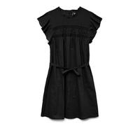 Minikleid VERO MODA "VMTRINE SL SHORT LACE DRESS WVN GA NOOS", Damen, Gr. XS, N-Gr, schwarz, Web, Obermaterial: 100% Baumwolle, unifarben, regular fit knielang, Rundhals, Kleider, Sommerkleid (7071045