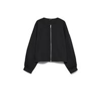 Vero Moda "VMUMA LS O-NECK ZIP BOMBER JRS" Materialmix, loose fit (15430068-M) schwarz