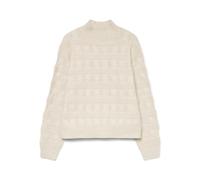 Strickpullover VERO MODA "VMVIRGO LS HIGHNECK PULLOVER BF", Damen, Gr. S, birch, Strick, Obermaterial: 89% Polyester, 11% Polyacryl, unifarben, regular fit, hoch geschlossener Ausschnitt, Rippbündchen