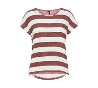 VERO MODA Damen VMWIDE Stripe S/L TOP GA NOOS 10284474, Marsala/Snow White, XS
