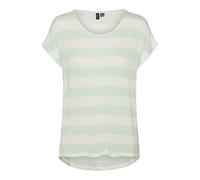 VERO MODA Damen VMWIDE Stripe SL TOP GA JRS NOOS T-Shirt, Birds Egg Green/Stripes:Snow White, Medium